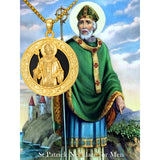 14K Gold Plated Black Onyx Patron Saint Medal Religious Amulet Pendant Necklace for Men