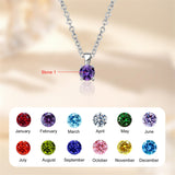 Copper Sterling Silver Personalized Simulated 1-6 Birthstones Family Pendant Necklace