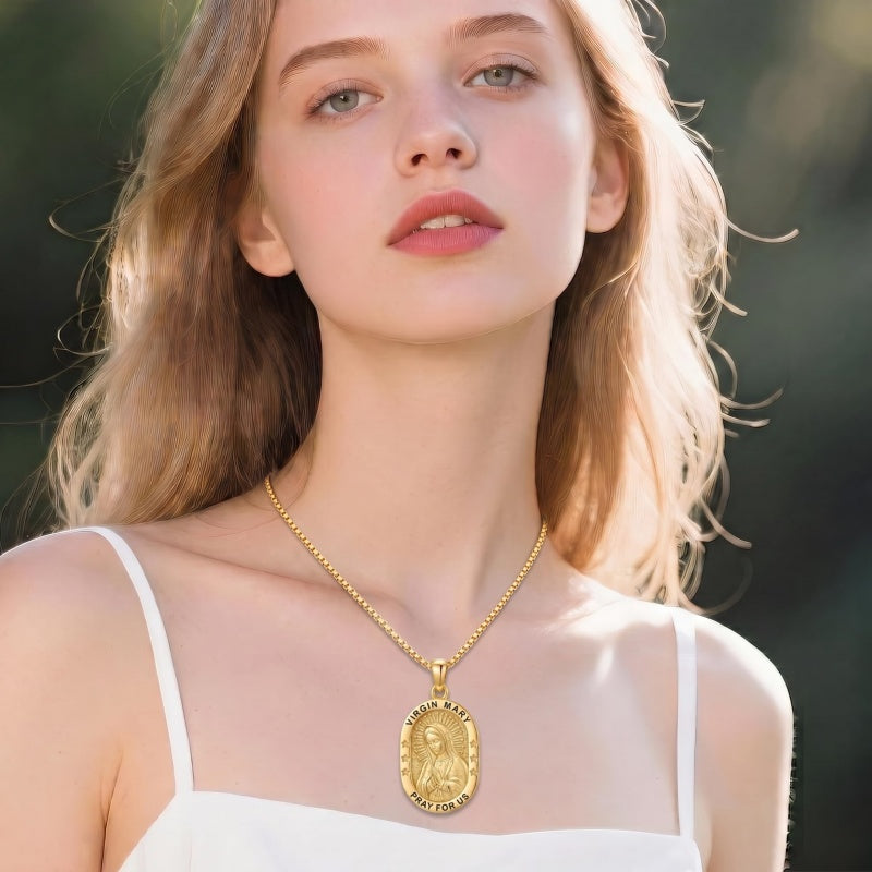 14K Gold  Plated Patron Saint Pendant Necklace Catholic Saints Religious Protective Jewelry Gift