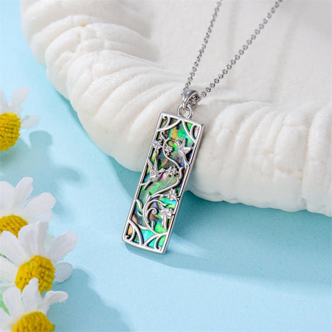 Sterling Silver Abalone Shell Bar Cardinal Bee Butterfly Hummingbird Dragonfly Phoenix Pendant Necklace for Women