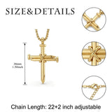 14K Gold Plated Cross Pendant Necklace for Men Faith Religious Jewelry