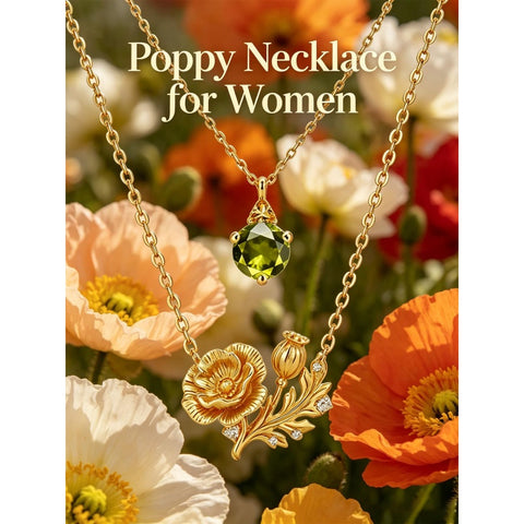 14K Gold Birthstone Birth Flower  Pendant Necklace Birthday Jewelry Gifts for Women