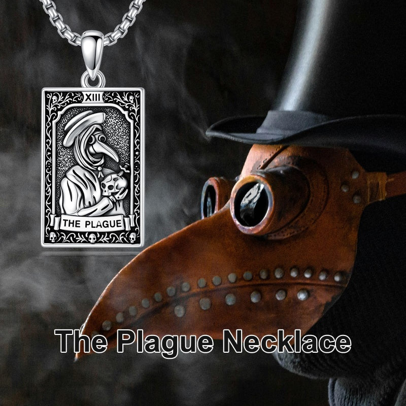 Sterling Silver Tarot Card Pendant  Necklace for Men Gothic Amulet Jewelry