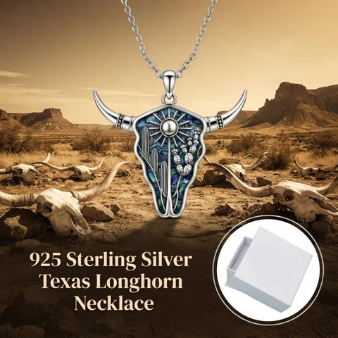 Sterling Silver  Bluebonnets Cow Skull Cowboy Hat Boot Cactus Cowgirl Texas Necklace Texas Necklace