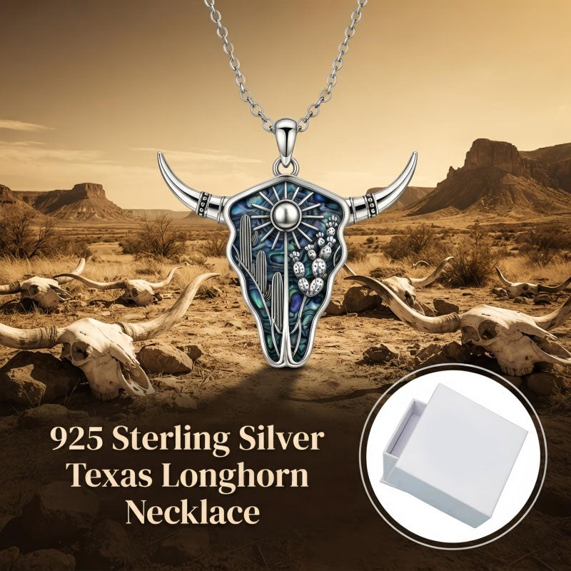 Sterling Silver  Bluebonnets Cow Skull Cowboy Hat Boot Cactus Cowgirl Texas Necklace Texas Necklace