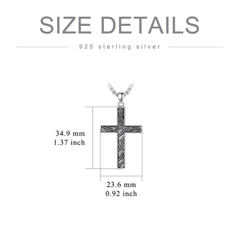 Sterling Silver Cross Religious Necklace for Men