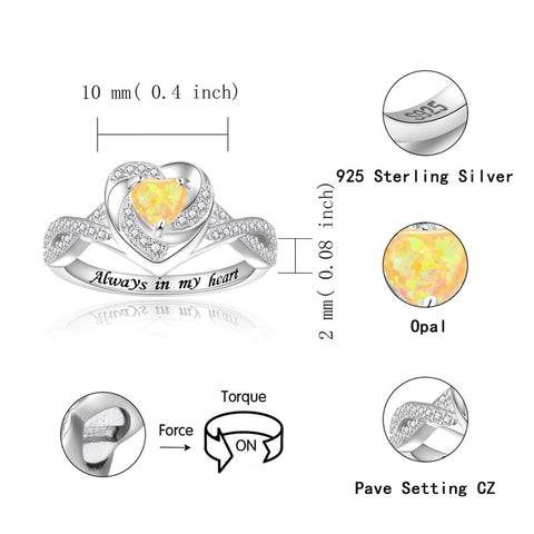 Sterling Silver Heart Urn Ring for Ashes Engraved With Always in My Heart