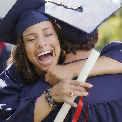 Copper Sterling Silver Custom Birthstone Engraved Class Ring Graduation Ring for Her