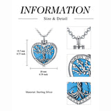 Sterling Silver Abalone Opal Shell Moss Agate Tree of Life Urn Necklaces for Ashes