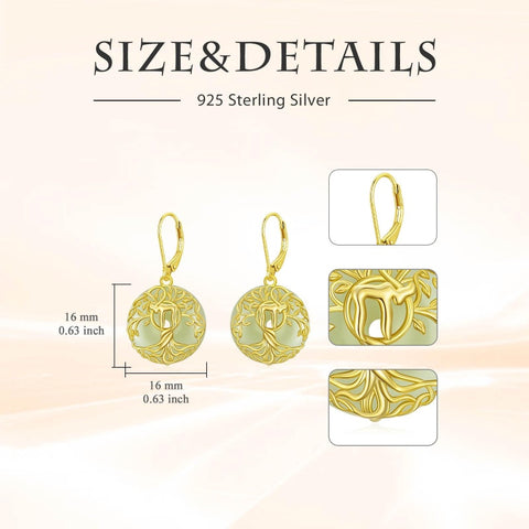 14K Gold Plated Natural Jade  Earrings for Women Good Fortune Jewelry Birthday Mother's Day Gifts