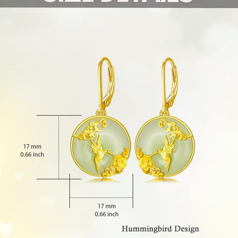 14K Gold Plated Natural Jade  Earrings for Women Good Fortune Jewelry Birthday Mother's Day Gifts