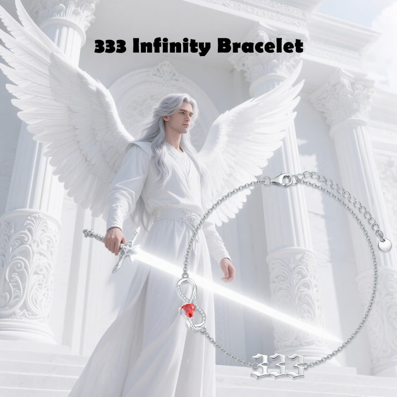 Sterling Silver Infinity Angel Number 111 333 444  777 Bracelet Gifts for Christmas Birthday