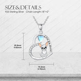 Sterling Silver Moonstone Pug Chihuahua Poodle German Shepherd Maltese Pendant Necklace Engraved wth I Love You Forever