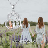 Sterling Silver Tree of Life Father Daughter Sister Pendant Necklace for Women Christmas Gift