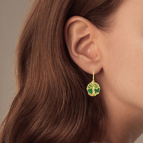 14K Gold Plated Natural Jade  Earrings for Women Good Fortune Jewelry Birthday Mother's Day Gifts