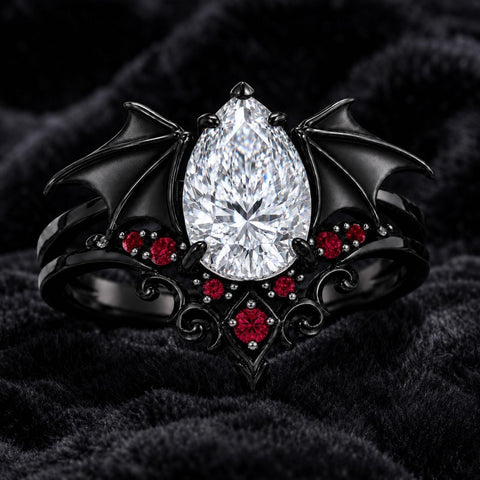 Sterling Silver 10K 14K 18K Gold Custom Engraved Moissanite Engagement Wedding Ring Halloween Gift