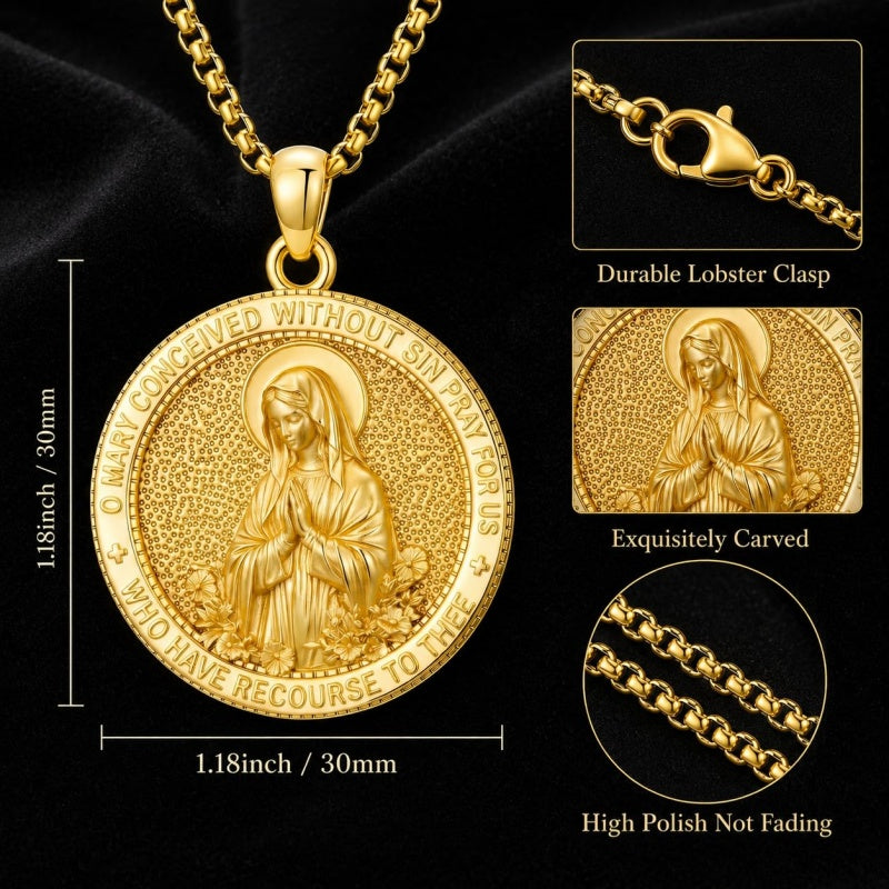 Patron Saint Medal Gold Plated Catholic Pendant Christian Religious Necklace Amulet Jewelry