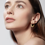 14K Gold Plated Cubic Zirconia Spiral Twisted Chunky Hoops Earring for Women