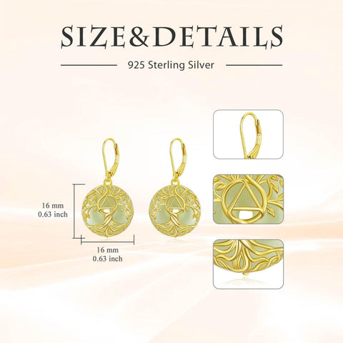 14K Gold Plated Natural Jade  Earrings for Women Good Fortune Jewelry Birthday Mother's Day Gifts
