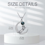 Sterling Silver Moss Agate Moon Otter Pendant Necklace