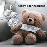 Sterling Silver Birthstone Teddy Bear Pendant Necklace Christmas Gifts for Women Children