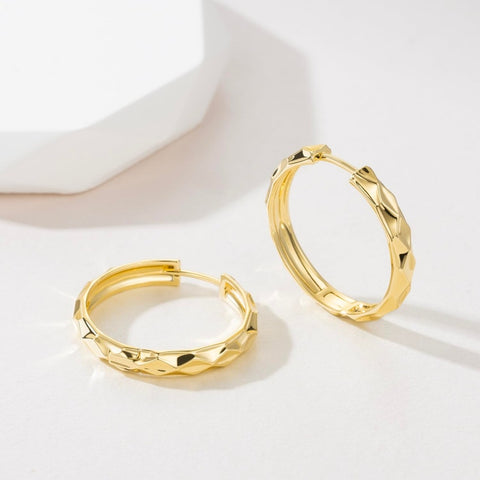 14K Gold Plated Classic Huggie Earrings for Women
