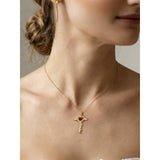 14K Gold Plated Heart Birthstone Rose Cross  Pendant Necklace  Religious Christian Jewelry for Women