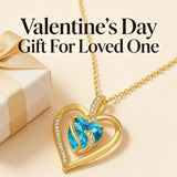 14K Gold Plated  12 Months Heart Birthstone Pendant Necklace Birthday Wedding Anniversary Jewelry Gifts for Women