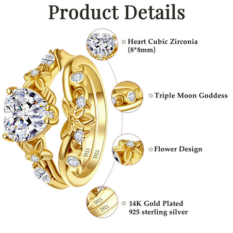 Sterling Silver 10K 14K 18K Gold Heart Moss Agate Opal Cubic Zirconia Promise Rings For Women