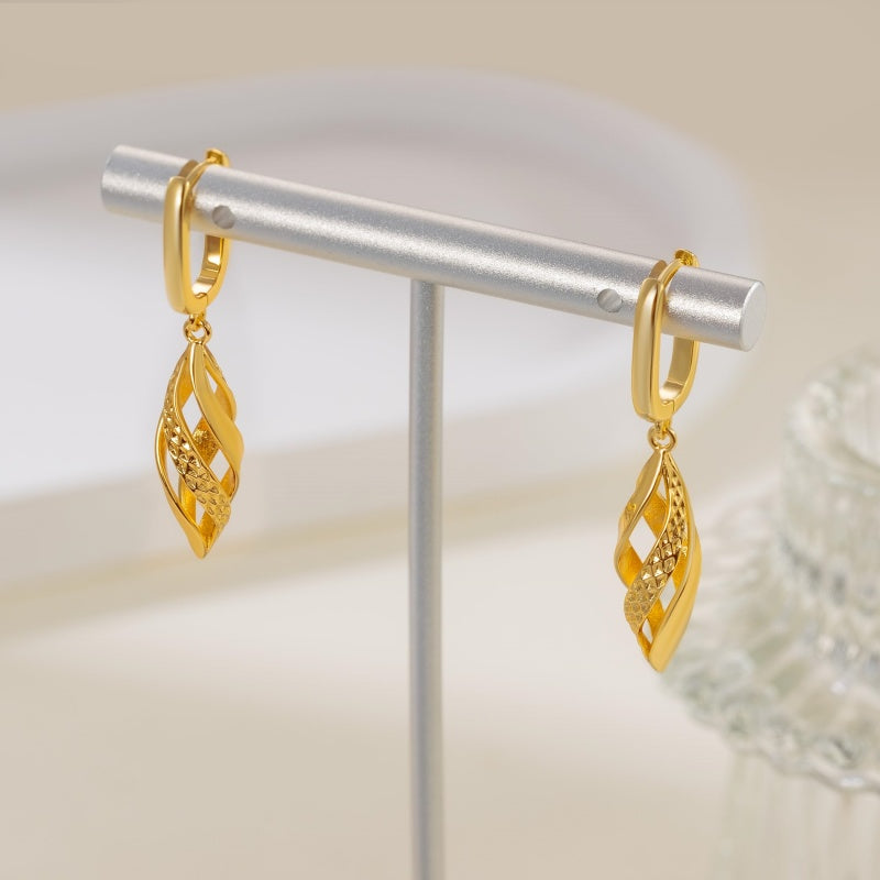 14K Gold Plated Twisted  Hoop  Earrings for Women