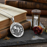 Sterling Silver Memento Mori Gothic Skull Amulet Pendant Necklace for Men