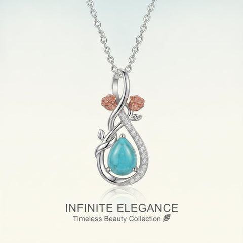 Sterling Silver Teardrop Gemstone Rose Butterfly Infinity Heart Necklace for Women