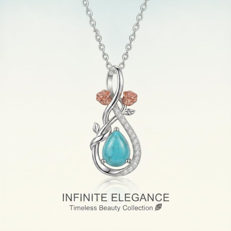 Sterling Silver Teardrop Gemstone Rose Butterfly Infinity Heart Necklace for Women