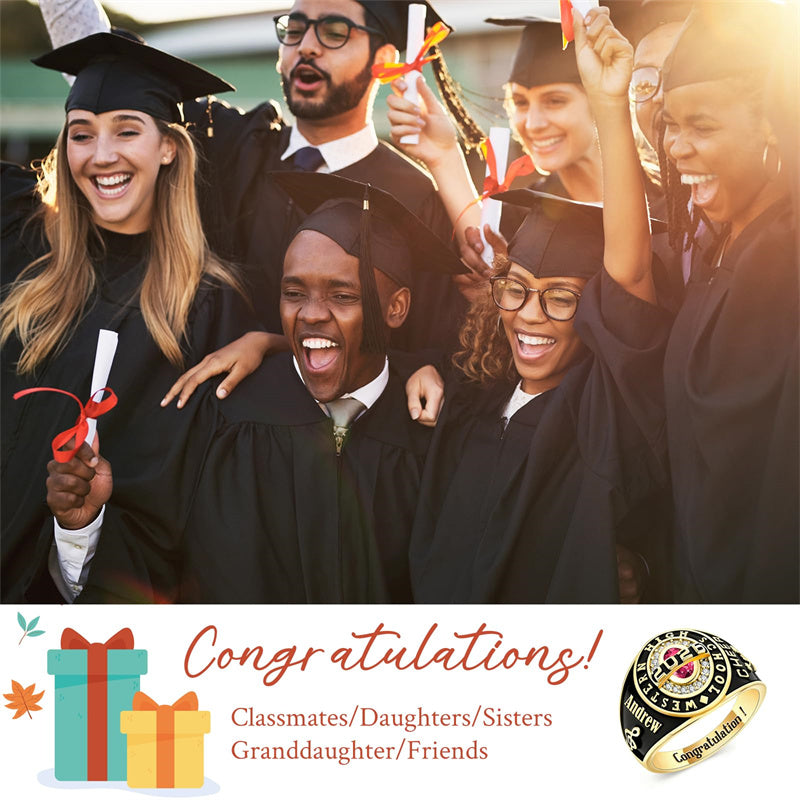 Sterling Silver Personalized 2026 High School College University Graduation Ring