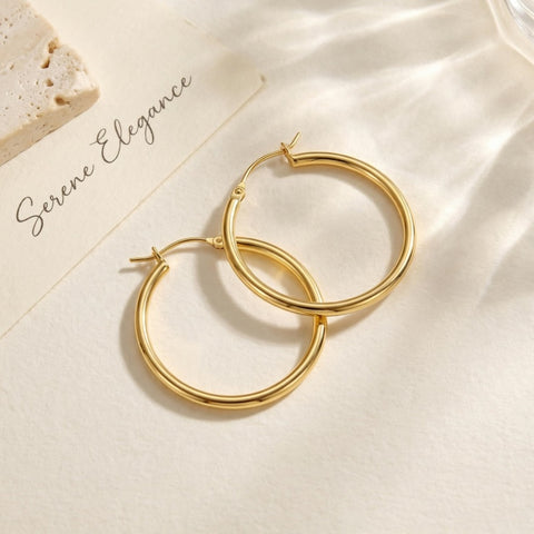 14K Gold Plated  Hoop Earrings for Women
