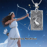 Sterling Silver Tarot Card 12 Zodiac Sign Pendant Necklace