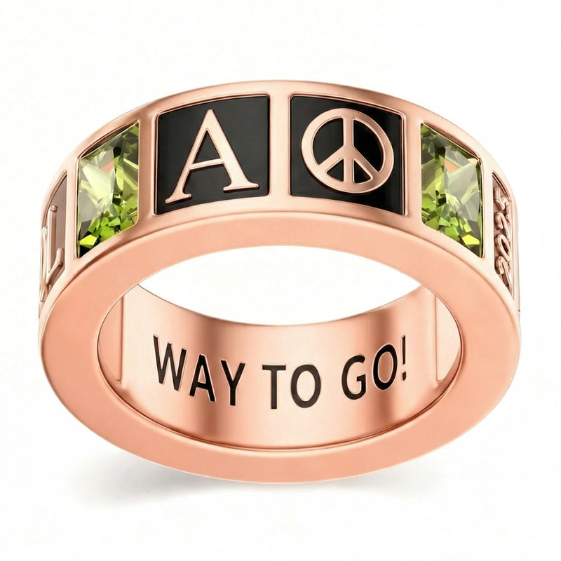 Sterling Silver 10K 14K 18K Gold Personalized Birthstone Pattern High School College Class Ring
