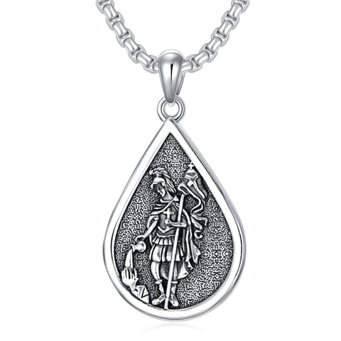 Sterling Silver Firefighter Pendant  Necklace  For Men