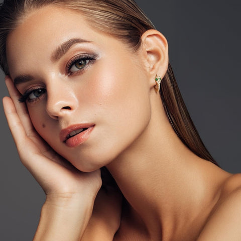 14K Gold Plated Cubic Zirconia Snakes Head Wrap Design Hoop Earrings for Women