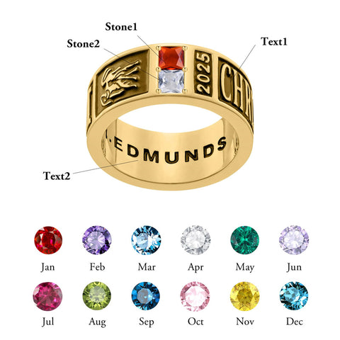 Sterling Sliver Personalied Engraved Birthstone Graduation High School Rings