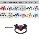 Sterling Silver Personalized Birthstone Punk Skull Bat Snake Ring Goth Jewelry for Halloween Birthday