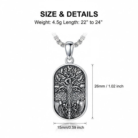 Sterling Silver Memento Mori Tree of Life Anubis Pendant Viking Amulet   Protection Pendant Necklace Egyptian Jewelry