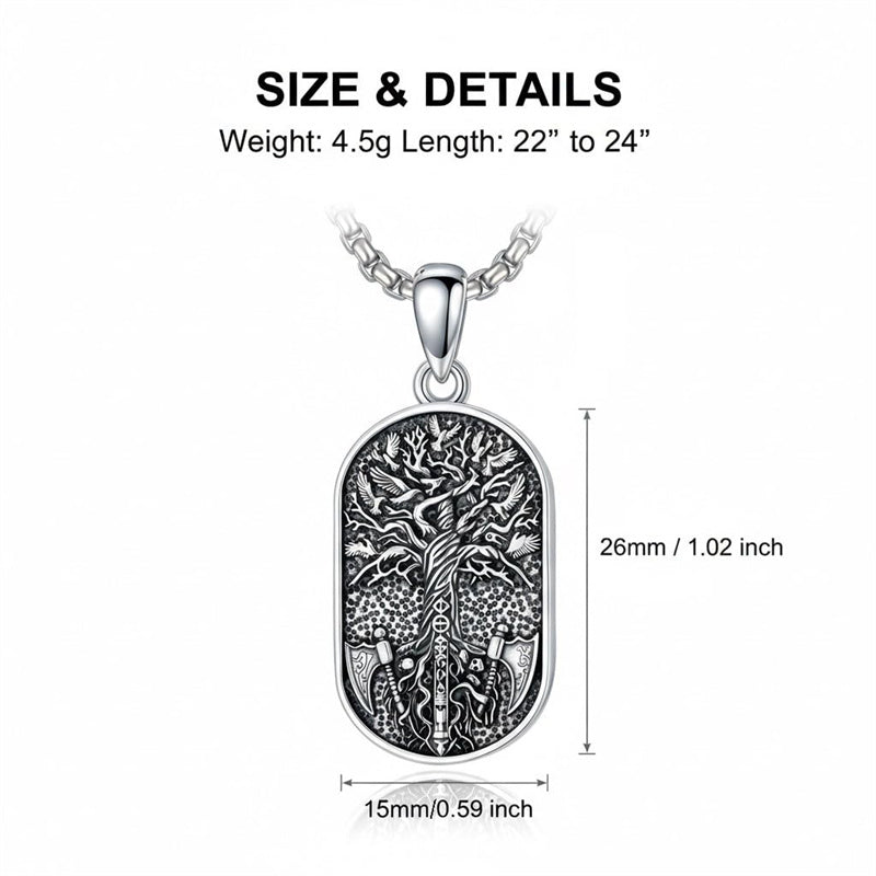 Sterling Silver Memento Mori Tree of Life Anubis Pendant Viking Amulet   Protection Pendant Necklace Egyptian Jewelry