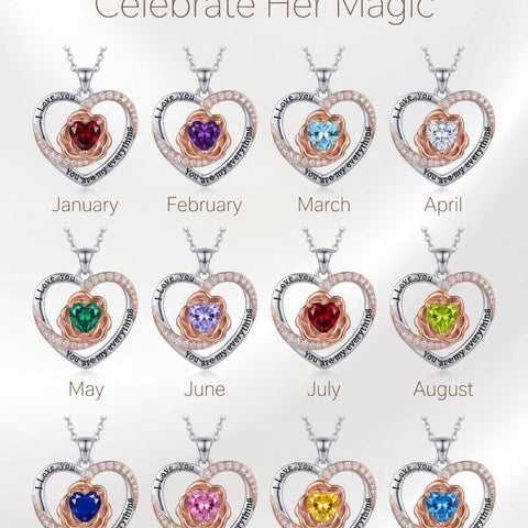 14K Gold Plated  Birthstone Rose Flower Necklaces for Women
