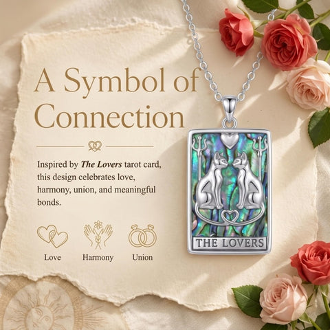Sterling Silver Abalone Shell Tarot Card Pendant Necklace Gifts for Birthday Halloween Anniversary Valentine’s Day