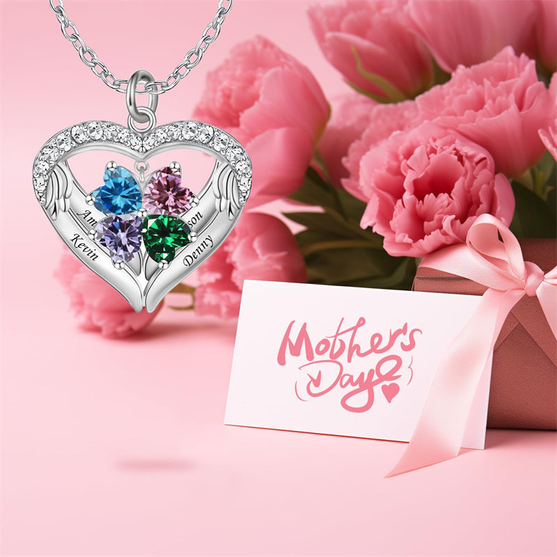 Copper Sterling Silver Simulated Birthstone Name Pendant Necklace for Mom