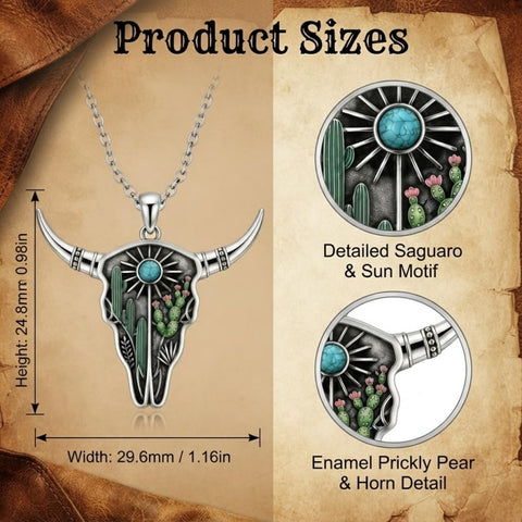Sterling Silver  Bluebonnets Cow Skull Cowboy Hat Boot Cactus Cowgirl Texas Necklace Texas Necklace