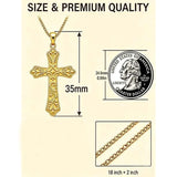14K Plated Gold Cross Pendant Crucifix Necklace Christian Jewelry Baptism Religious Faith