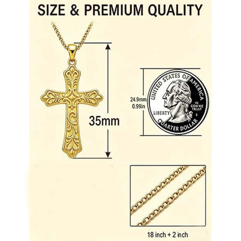 14K Plated Gold Cross Pendant Crucifix Necklace Christian Jewelry Baptism Religious Faith