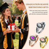 Sterling Silver 2026 Personalized Birthstone  Engraved Graduation Ring for Women